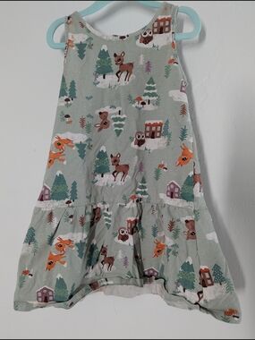 H&M Sage Green Woodland Animal Print Sundress